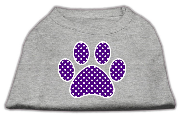 Purple Swiss Dot Paw Screen Print Shirt Grey XXXL